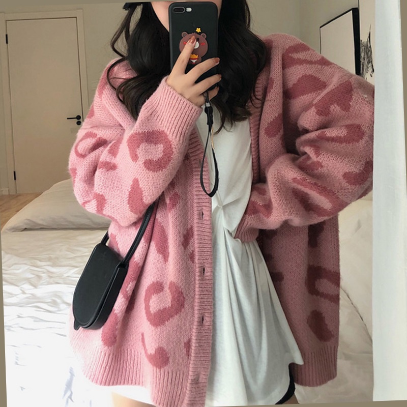 ÁO CARDIGAN DỆT KIM HÀN QUỐC HỌA TIẾT VÂN BÁO