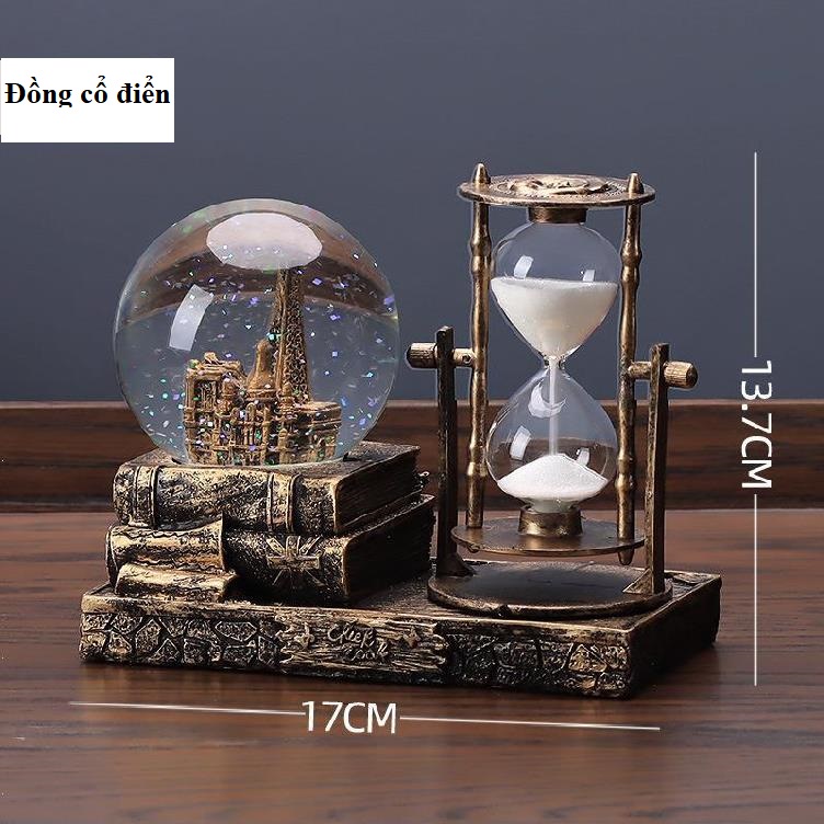 N09- Đồng hồ cát, trang trí quả cầu pha lê tháp Wafer đồ trang trí phòng khách, quà lưu niệm, quà tặng sinh nhật..A1