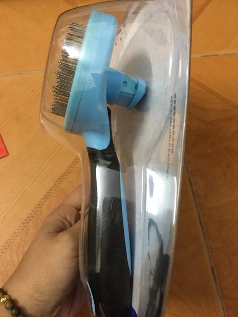 Lược chải lông chó mèo có đầu nhấn tự làm sạch loại cao cấp