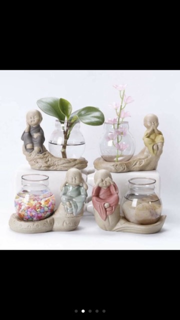 Bộ tượng 4 KHÔNG an lạc- tặng kèm bình thuỷ tinh( KHÔNG BAO GỒM KỆ) | BigBuy360 - bigbuy360.vn