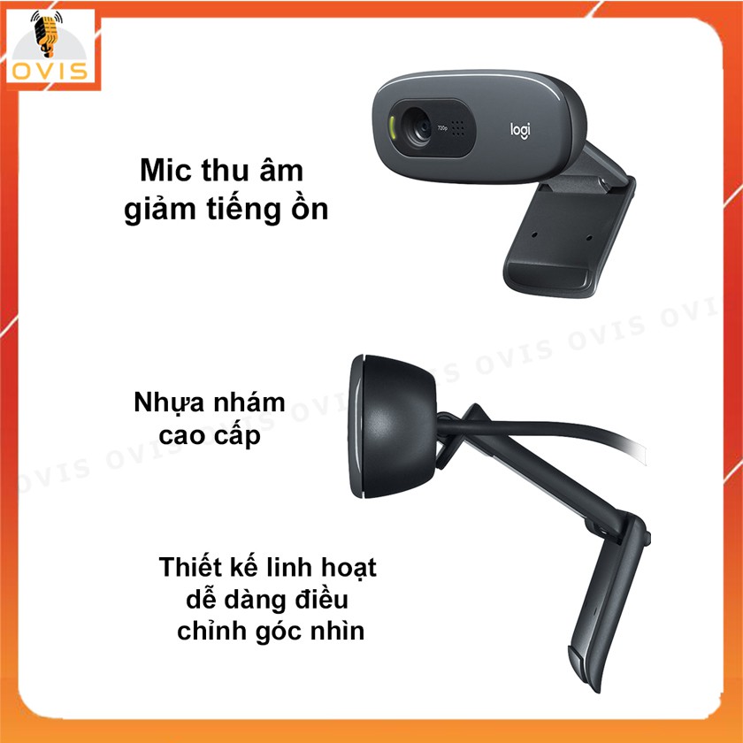 Logitech C270 - Webcam Máy Tính Video Trực Tuyến 720P, Tích Hợp Chống Ồn
