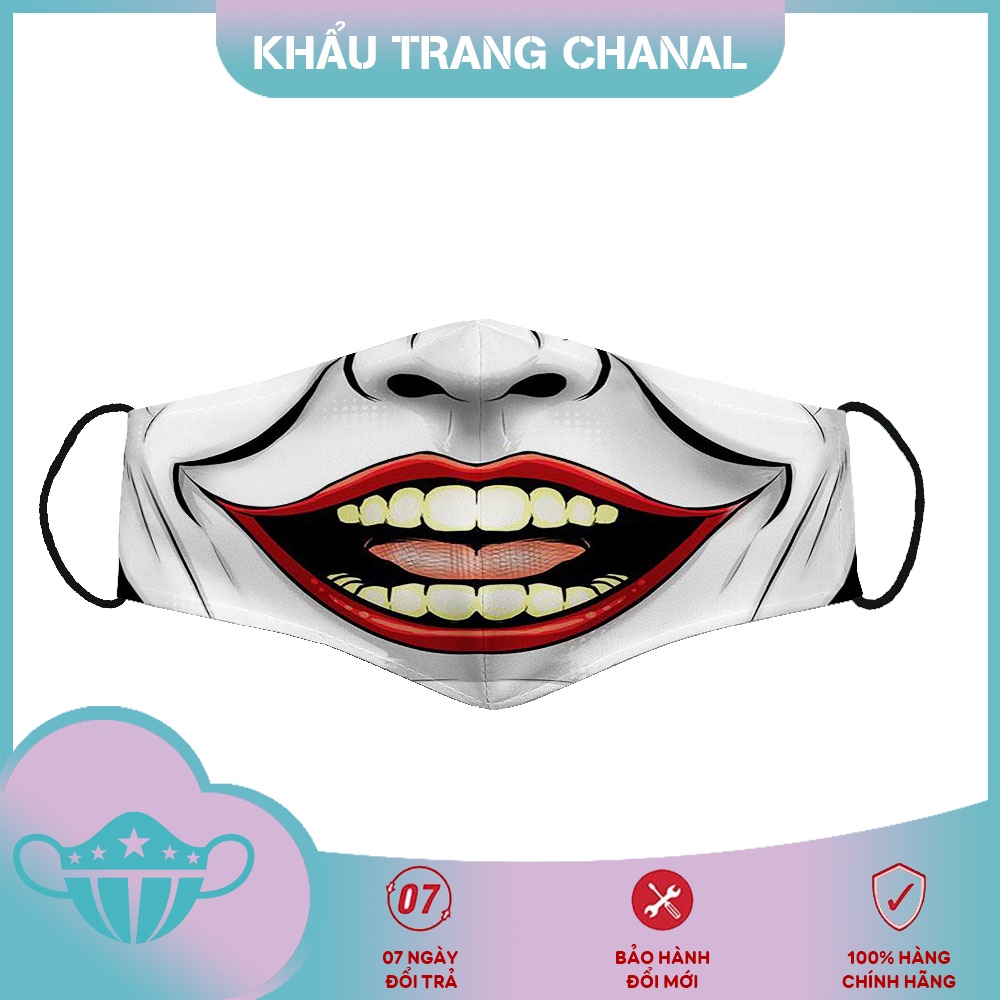 khẩu trang y tế màu trắng In Hình Hài Hước CHANAL Vải Cotton 100%, Kháng Khuẩn, Có Thể Giặt Và Tái Sử Dụng Dành cho Nam