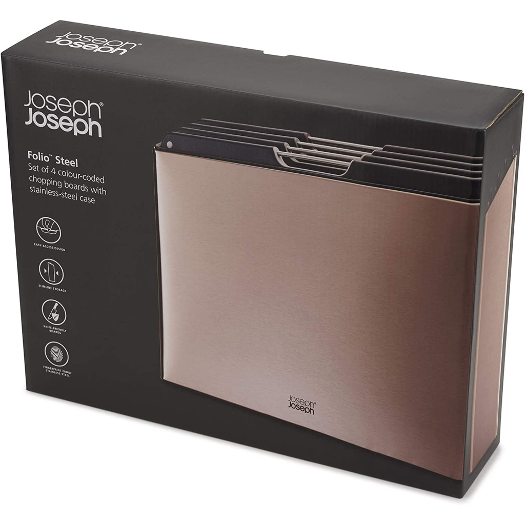 Bộ thớt Joseph Joseph 60172 Folio, set thớt 4 chiếc màu hồng rose gold [chính hãng Đức]