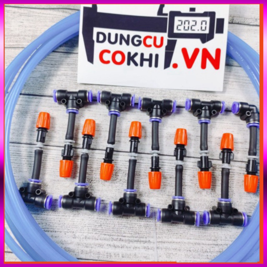 [GIÁ TỐT] 20m dây + 10 Béc phun sương 1 tia nhựa, kèm nối nhanh ống 8mm, dùng tưới cây, tưới lan