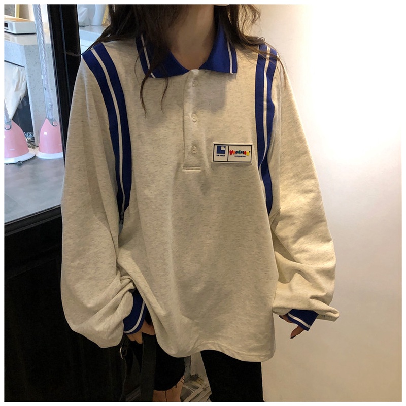Áo Hoodie Dáng Rộng Cổ Polo Phong Cách Thời Trang Nhật Hàn Dành Cho Nữ | BigBuy360 - bigbuy360.vn