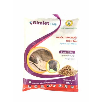 Thuốc Diệt Chuột Trộn Sẵn Gimlet 0.2B gói 100g, Thuốc Chuột Sinh Học Thế hệ Mới Dạng Hạt Thóc