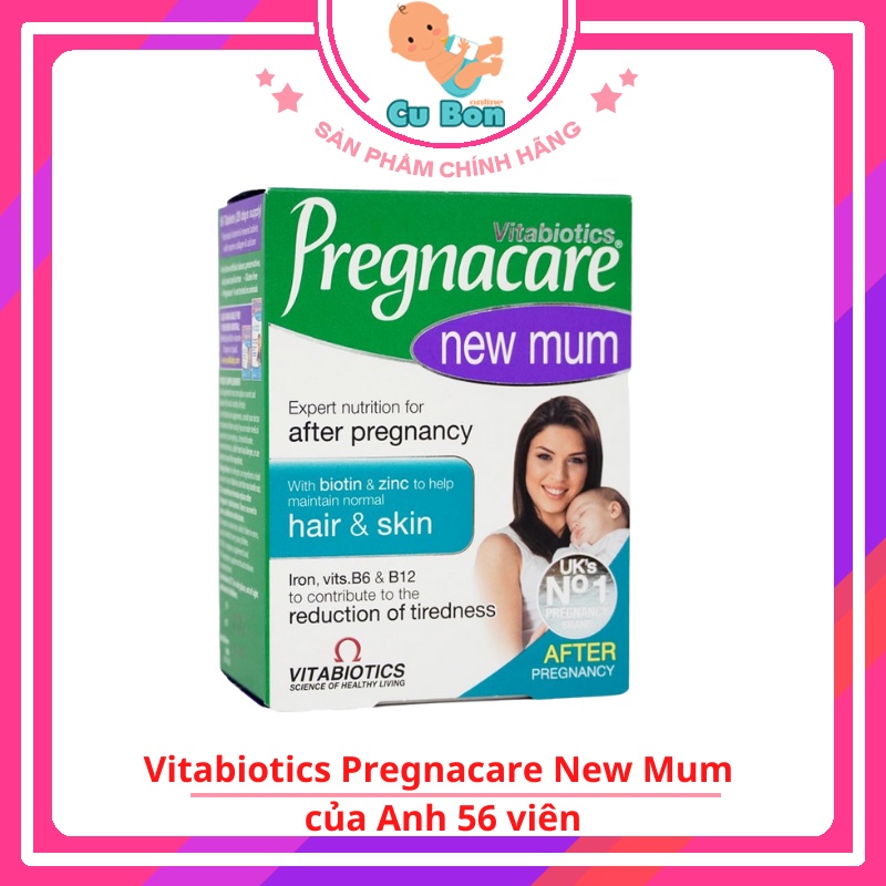 vitamin cho mẹ bầu sau sinh Vitabiotics Pregnacare New Mum của Anh 56 viên làm giảm rụng tóc làm đẹp da chậm lão hoá