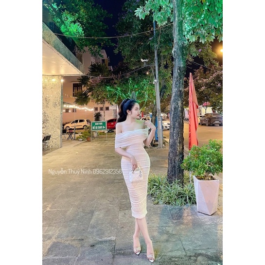 Váy ren body bệt vai