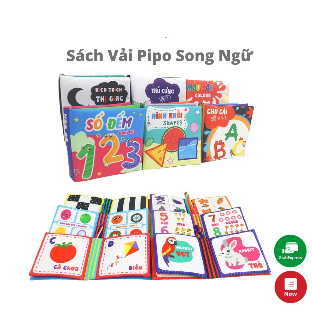 Đồ Chơi Sách Vải Song Ngữ Việt  Anh Nhiều Chủ Đề Cho Bé Sơ Sinh Đến 2 Tuổi