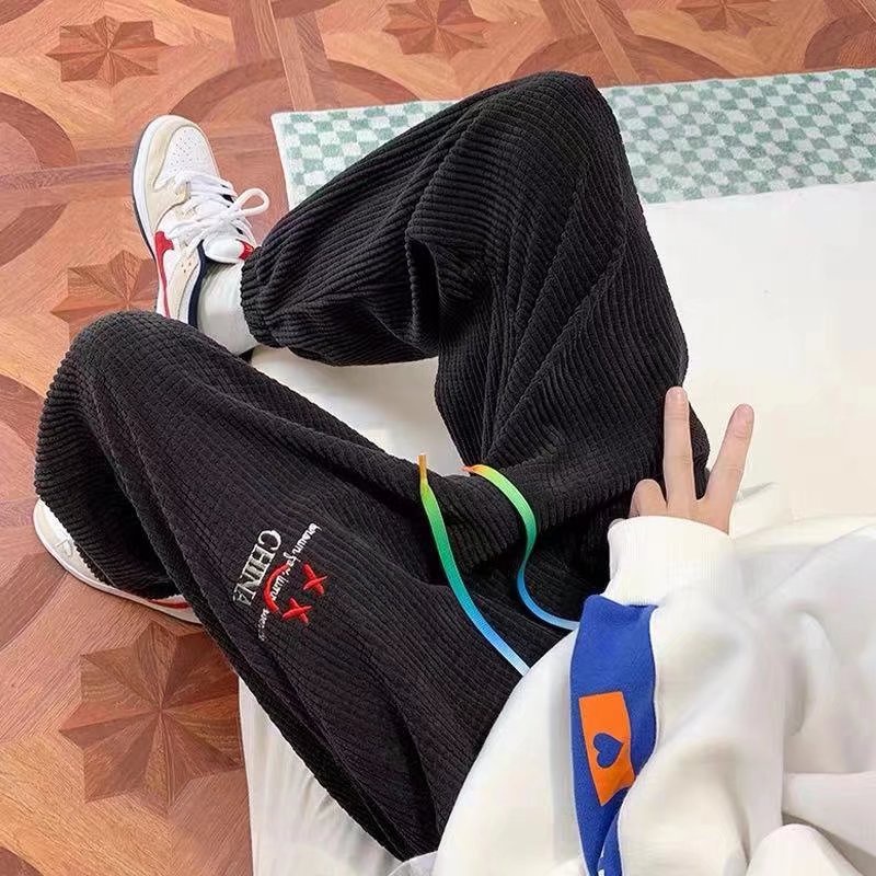 Quần ống rộng phong cách Hong Kong thời trang thu đông mới cho nam