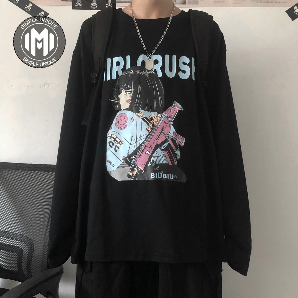 Áo thun tay dài form rộng simple unique , Áo thun Streetwear Ulzzang - GIRL CRUSH 3006