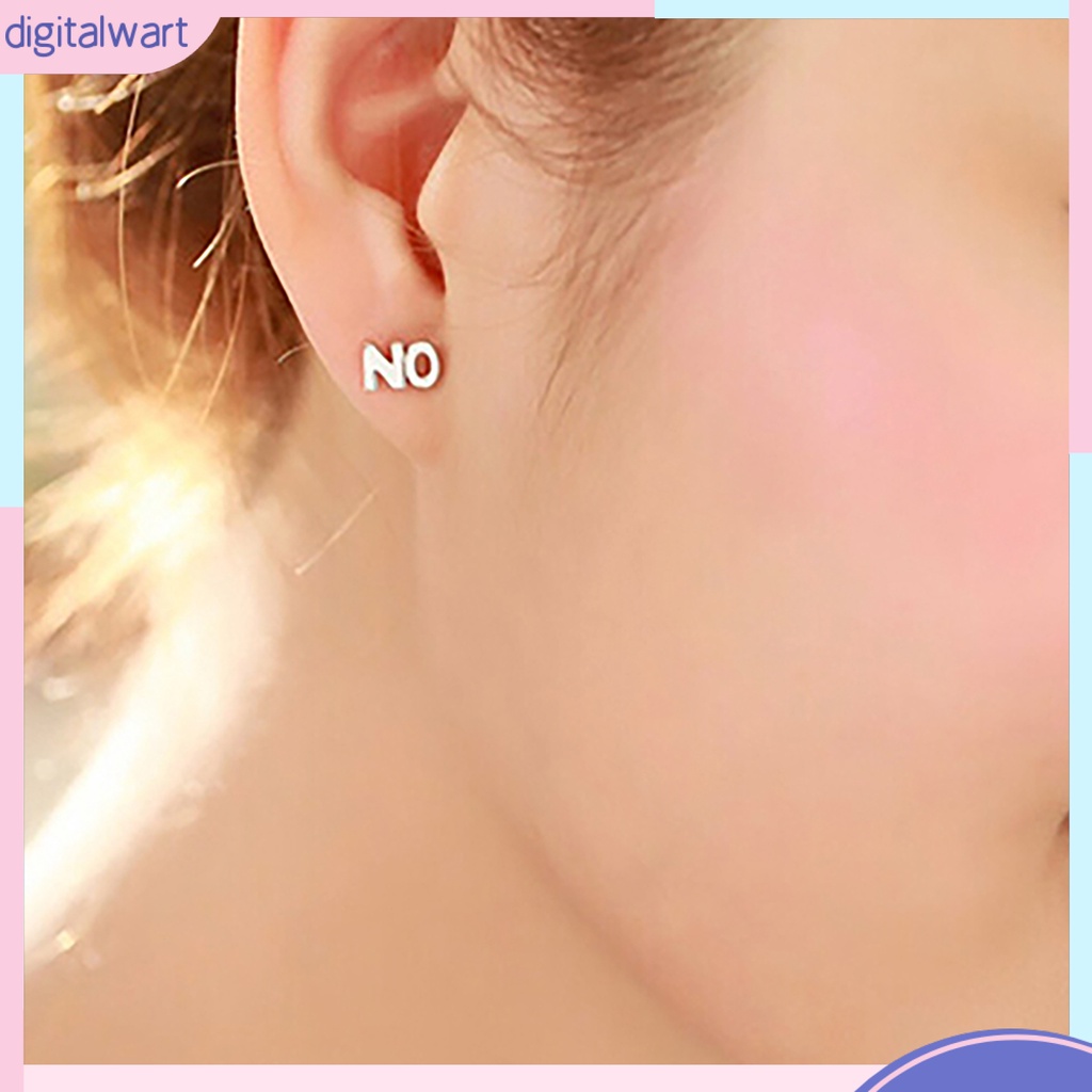 Bông tai mạ bạc hình chữ Yes No thời trang nữ