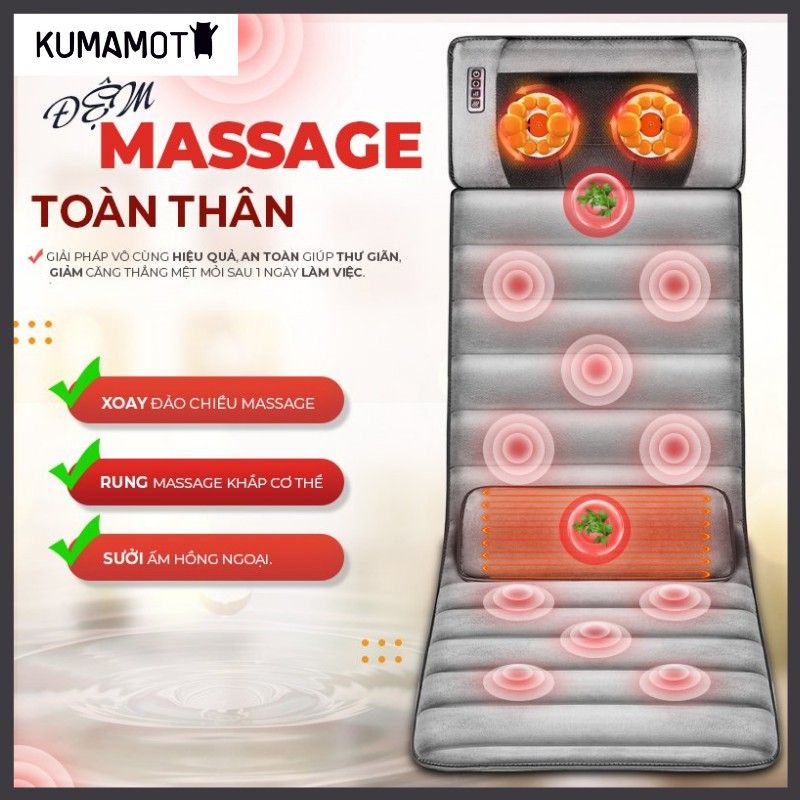 💥💥ĐỆM MASSAGE TOÀN THÂN [TẶNG KÈM GỐI MÁT XA] - ĐA ĐIỂM RUNG - TỎA NHIỆT HỒNG NGOẠI LÀM ẤM CƠ THỂ XUA TAN MỆT MỎI