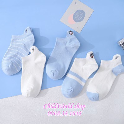 Tất cổ ngắn thêu doremon, dâu tây, mèo hello kitty, Shin cậu bé bút chì