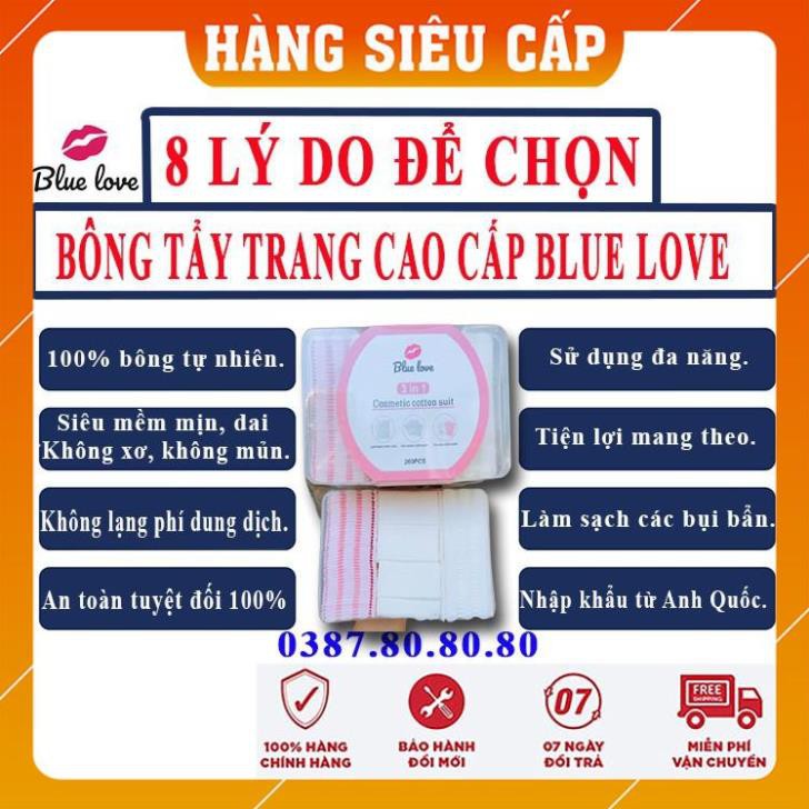 [FreeShip-NHẬP KHẨU 100%] Bông tẩy trang cotton pads cao cấp siêu mềm mịn, chất dai/ Bông tẩy trang blue love 260 miếng