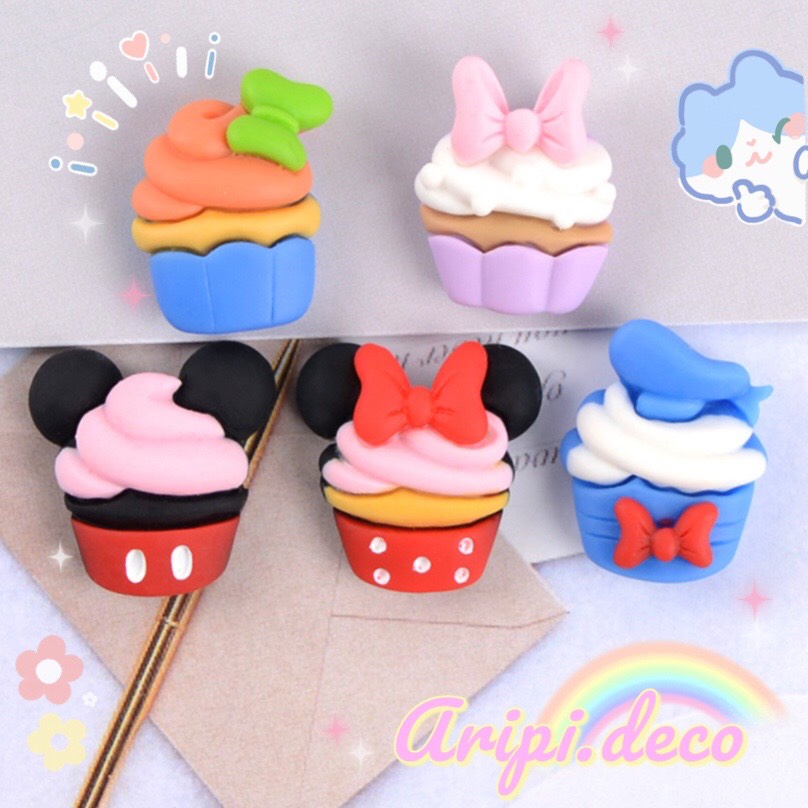 Charm bánh cupcake hoạt hình disney B84 /Nguyên liệu làm phụ kiện handmade vòng tay / resin