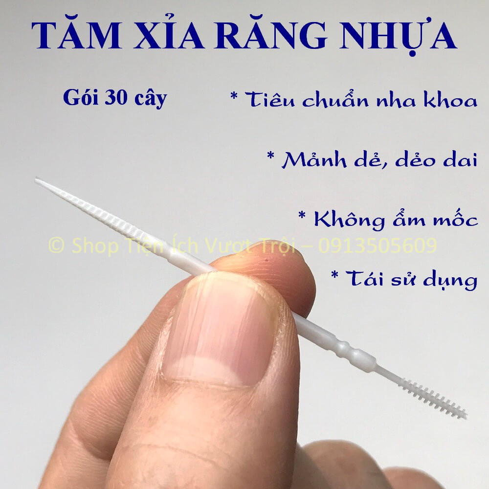 Tăm răng bằng nhựa nguyên sinh, gói 30-100 cái, dẻo dai, vệ sinh sạch kẽ răng, có thể dùng nhiều lần-Tiện Ích Vượt Trội