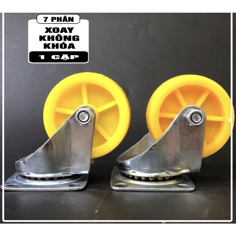 Bánh Xe Đẩy Hàng Màu Vàng Nhiều Size 7P Có Khóa Chịu Lực Tốt- Bánh Xe Lăn, Bánh Xe Trượt