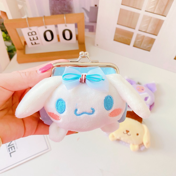 Ví Đựng Tiền Xu Hình Nhân Vật Anime Kuromi Kitty Cinnamoroll Bằng Lông Nhung Dễ Thương Xinh Xắn