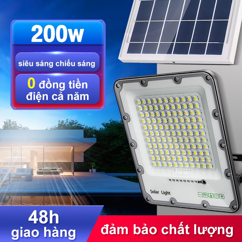 【Mua 1 Tặng 1】Đèn Năng Lượng Mặt Trời Siêu Sáng Đèn pha led có remote Chống Nước có cảm biến tự động 150W/200W dây nối