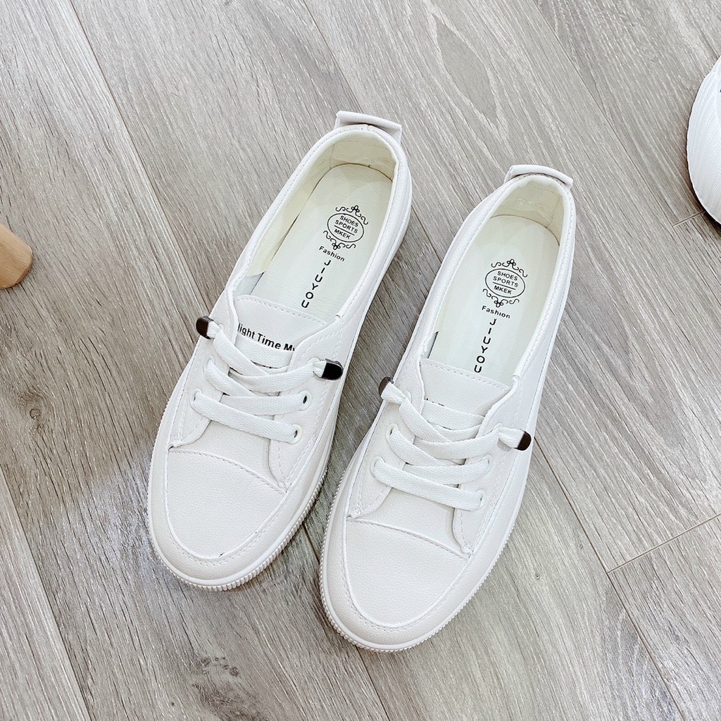 [SĂN SALE 1K] GIÀY SLIP ON BUỘC DÂY DA SẦN MÀU SỮA HÀNG QUẢNG CHÂU ĐI CỰC ÊM CHÂN