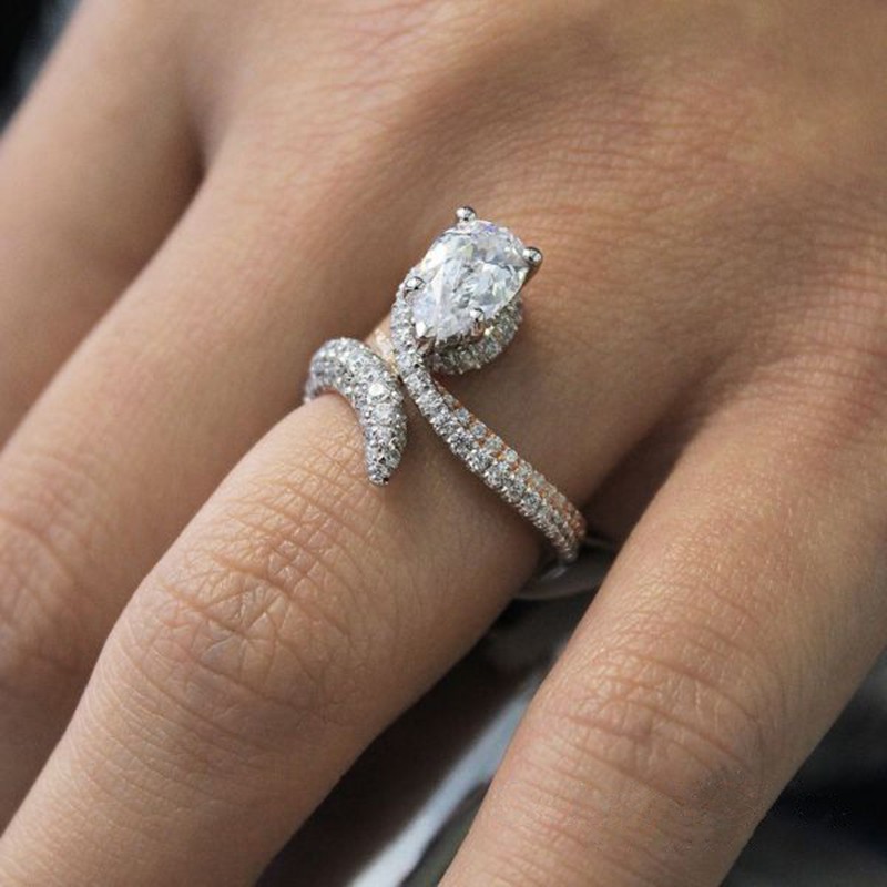 Aifei Jewellery Women Ring Mosaic Diamond 925 Sterling Silver 18K Rose Gold Plating R314