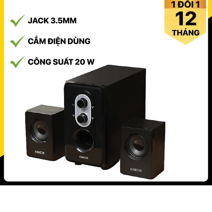 Loa vi tính 2.1 Enkor E50 Đen - Hàng chính hãng