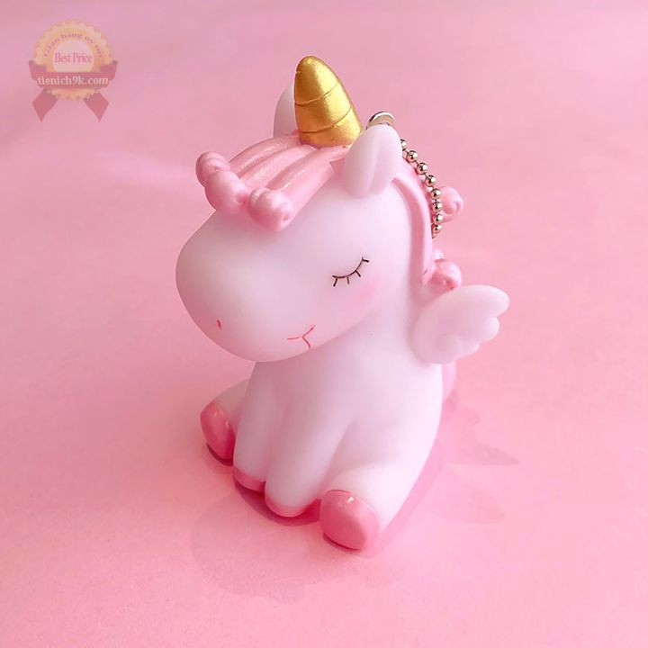 Móc chìa khóa cute hình độc giác Ngồi unicorn Phát ra âm thanh