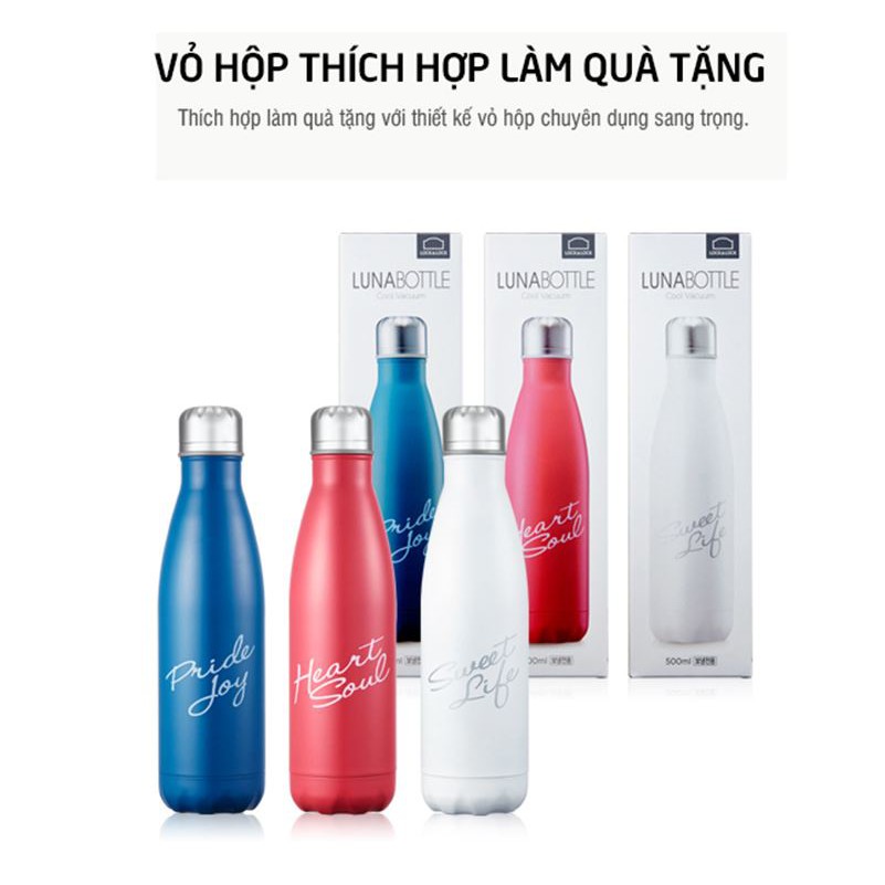 Bình Giữ Nhiệt 500ml Lock&amp;Lock Luna Bottle LHC3215 Chính hãng. Chất liệu thép không gỉ 304 hợp vệ sinh.Thiết kế cao cấp.