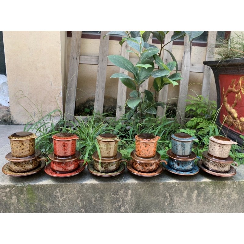 Bộ phin cafe có lõi lọc gốm sứ bát tràng men hoả biến
