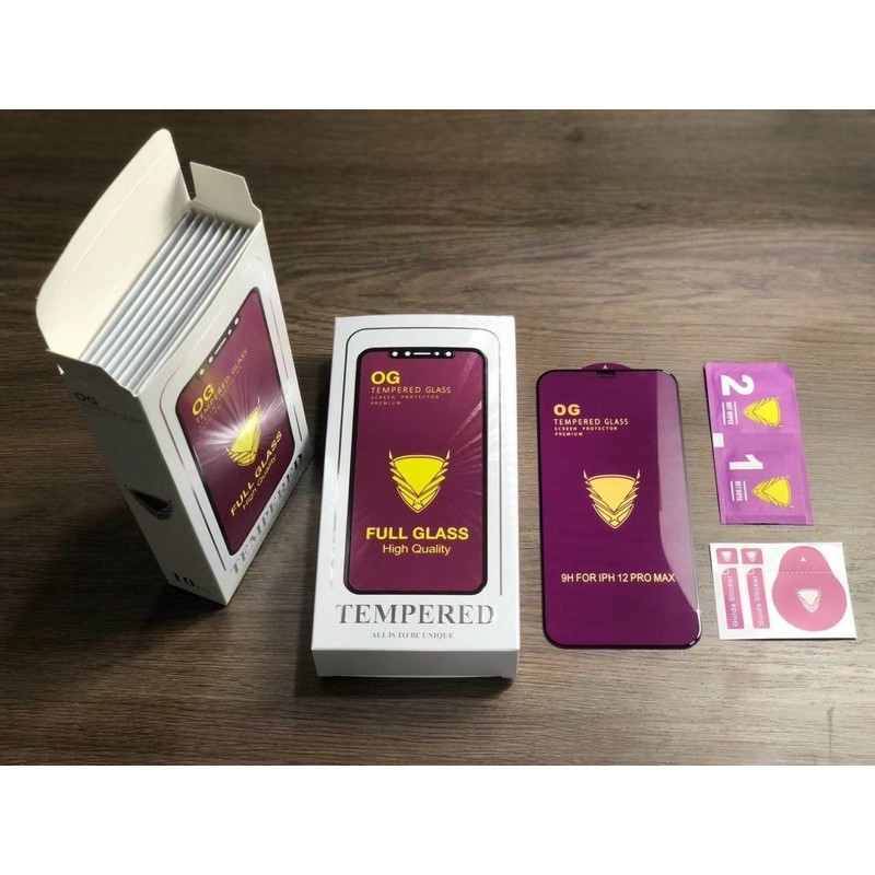 Kính Cường lực OG tím, tia chớp ESD CHỐNG MẺ CẠNH HẠN CHẾ BÁM VÂN TAY CHO 6/7/8p/ Xs/XsMax/11/12/13prm 14promax 15promax