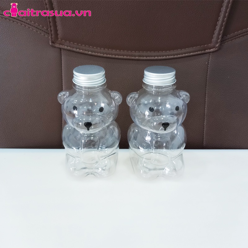 Giá Sỉ: Thùng 50 Chai Nhựa PET Hình Nhân Vật Cao Cấp Mẫu Hình Gấu Teddy 450ml