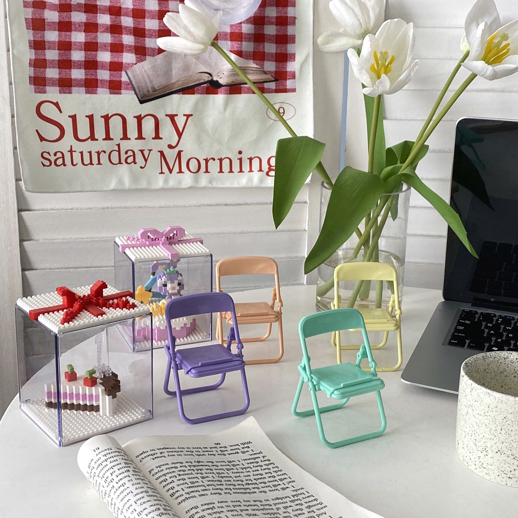 Ghế Xếp Để Bàn Có Thể Gấp Gọn Họa Tiết Hoạt Hình Phong Cách Hàn Quốc Xinh Xắn