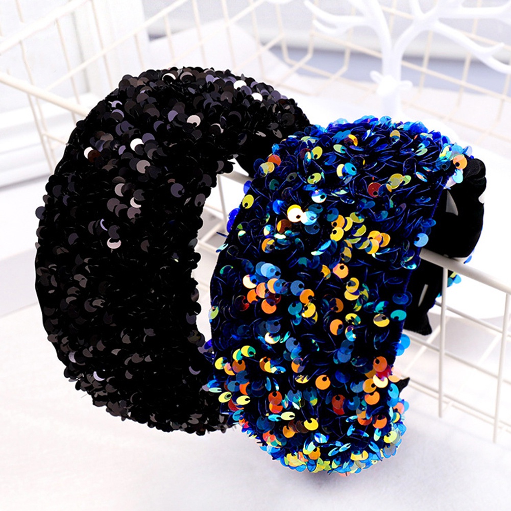 Băng Đô Nhung Bản Rộng Đính Kim Sa Lấp Lánh Thời Trang Cho Nữ