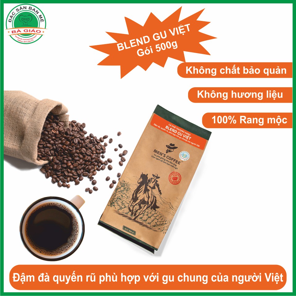 Cà Phê HẠT Men's Coffee, Dòng BLEND GU VIỆT Đặc Sản Buôn Ma Thuột gói 500gr | BigBuy360 - bigbuy360.vn