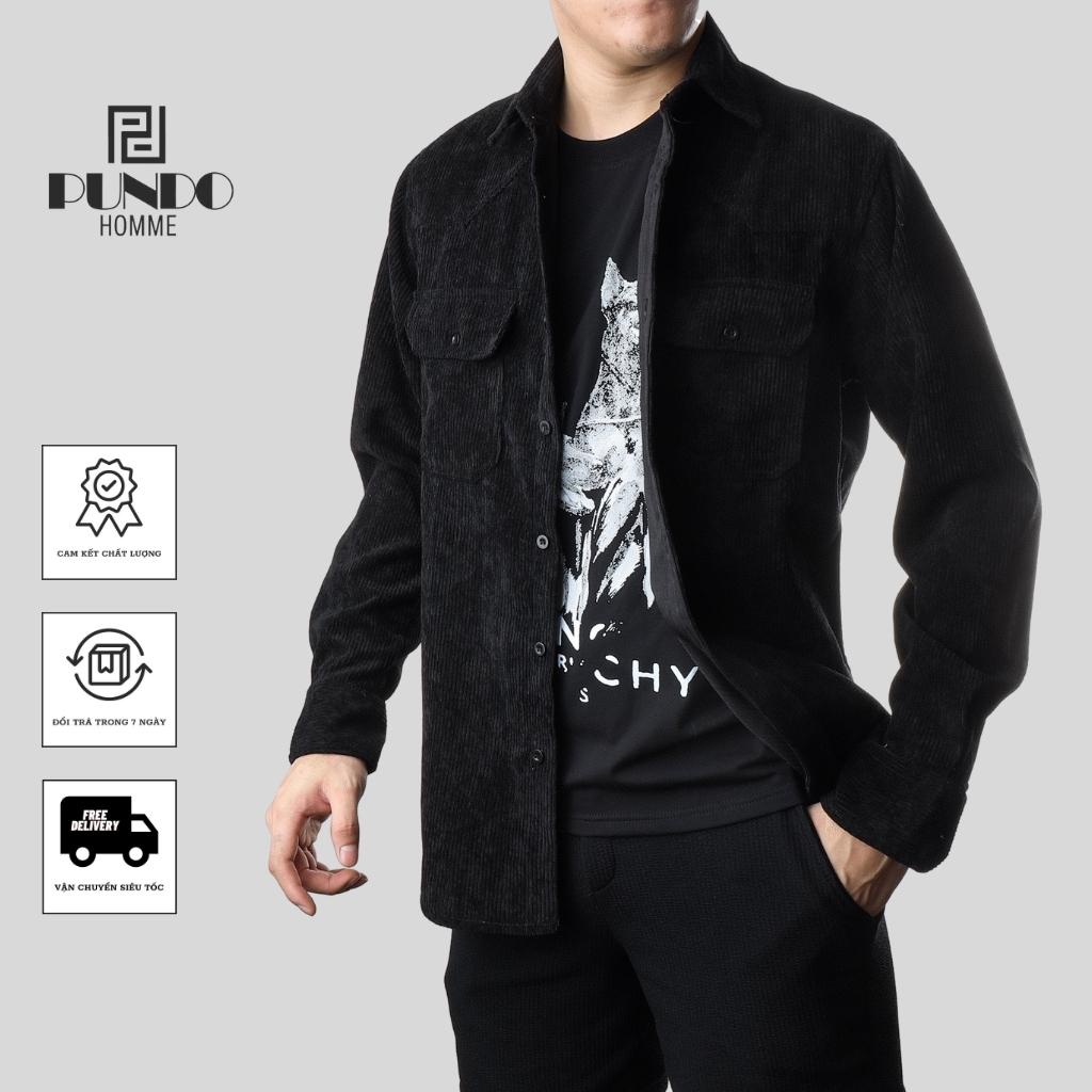 Áo sơ mi nam dài tay cổ bẻ chất nhung tăm mềm mịn Pundohomme ASMPD43