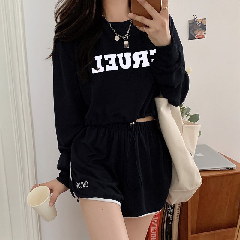 Set Bộ Nỉ Croptop Cruel Hàn Quốc, Freesize Dưới 60kg, Dáng Basic, Có Quà Tặng Kèm