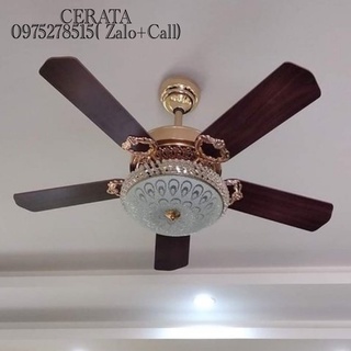 Quạt Trần Cánh Gỗ 2 Mặt Màu Cực Đẹp [Mã 1207AB-WOOD MAX] 2 Chiều Gió, Bầu Đèn Pha Lê 3 Chế Độ Ấnh Sáng,[Bảo hành 3năm]