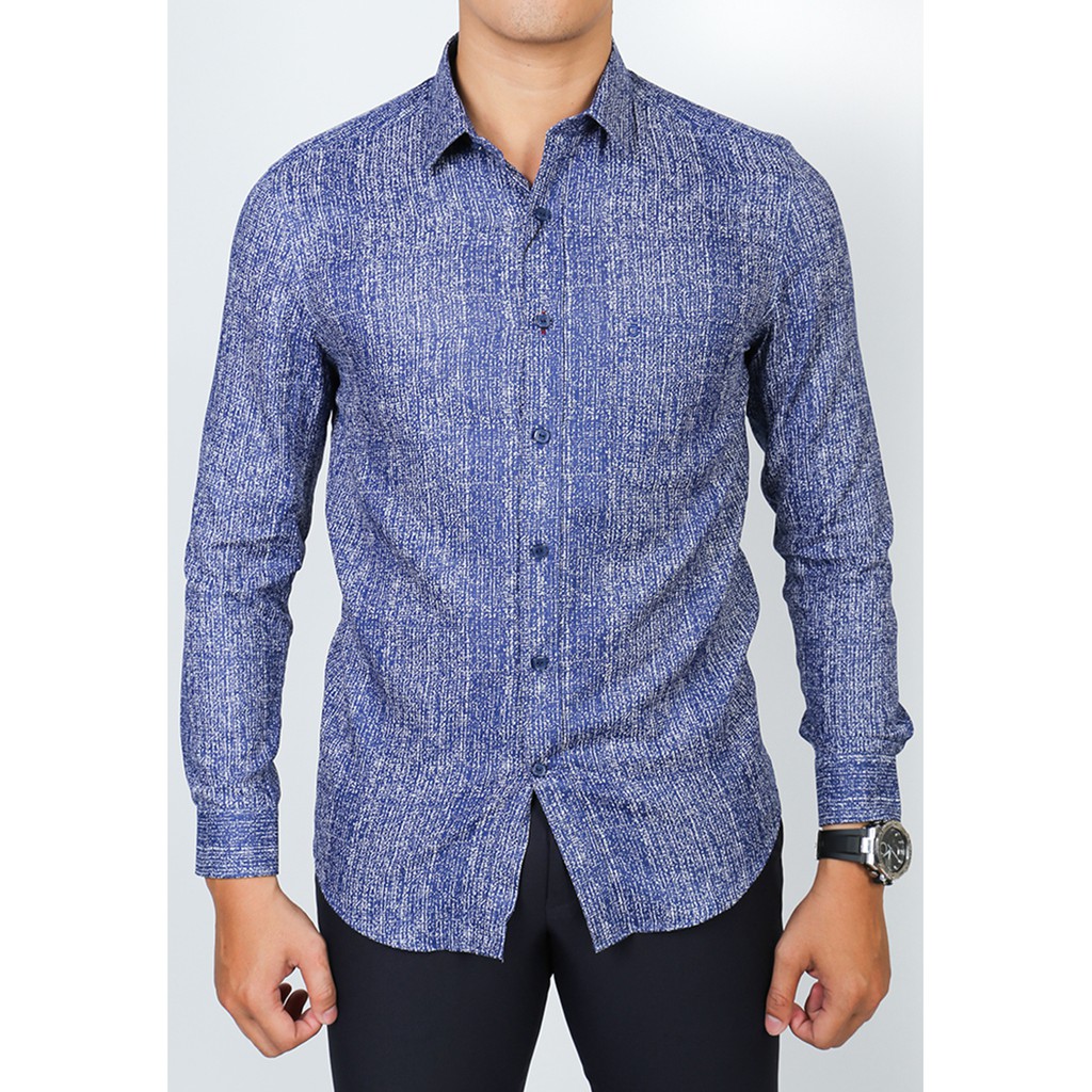 Áo sơmi dài tay nam Owen chất Bamboo dáng Slimfit màu xanh - AS91294DT