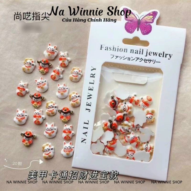 Set charm mèo thần tài, gấu, hổ tết , phụ kiện nail