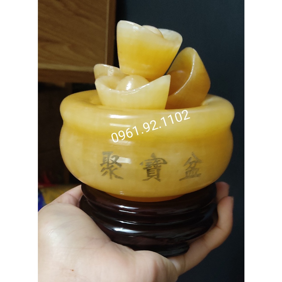 Bát tụ bảo đá hoàng long 10cm + thỏi vàng+ đế đá nhiều màu phong thủy giá rẻ nhất (hàng y hình ) hàng mới về