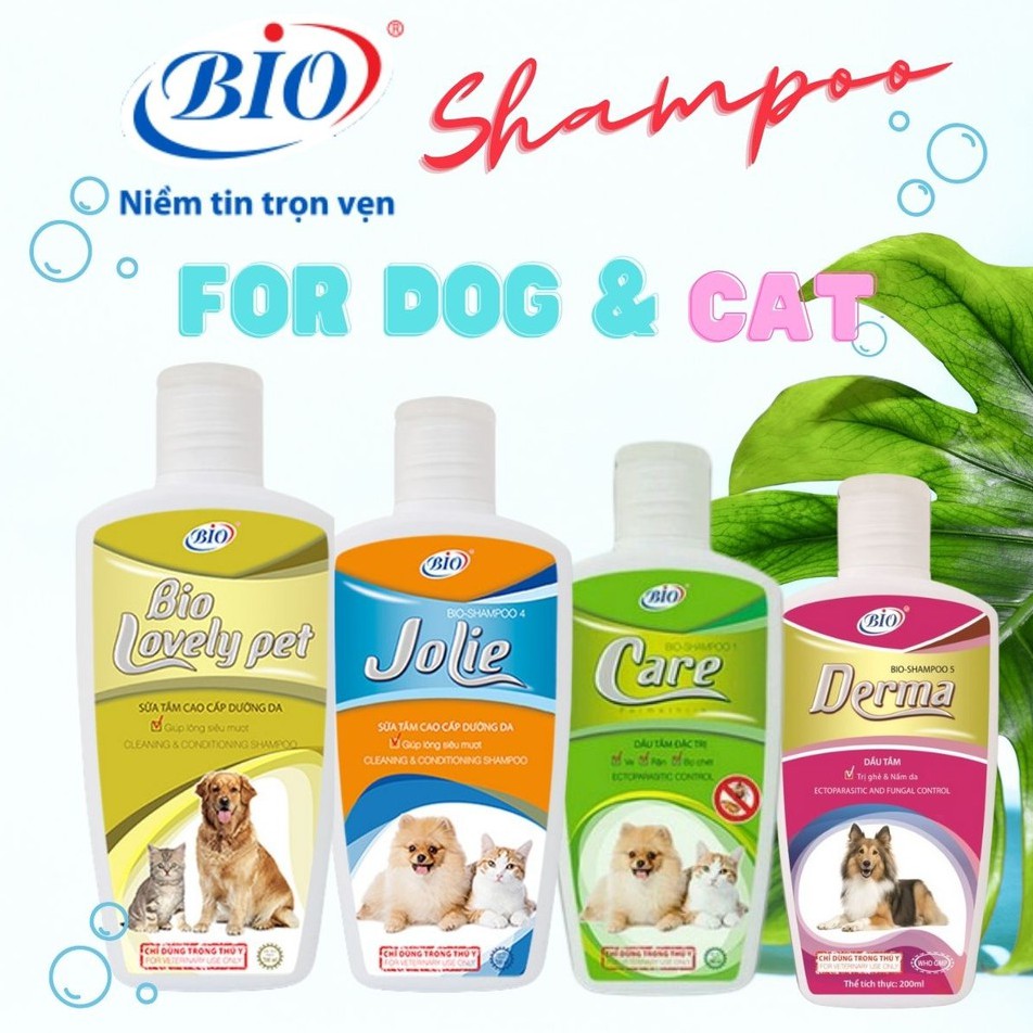 SỮA TẮM SIÊU MƯỢT LÔNG VÀ KHỬ MÙI HÔI CHO CHÓ MÈO THÚ CƯNG PET Bio Jolie chai 200ml