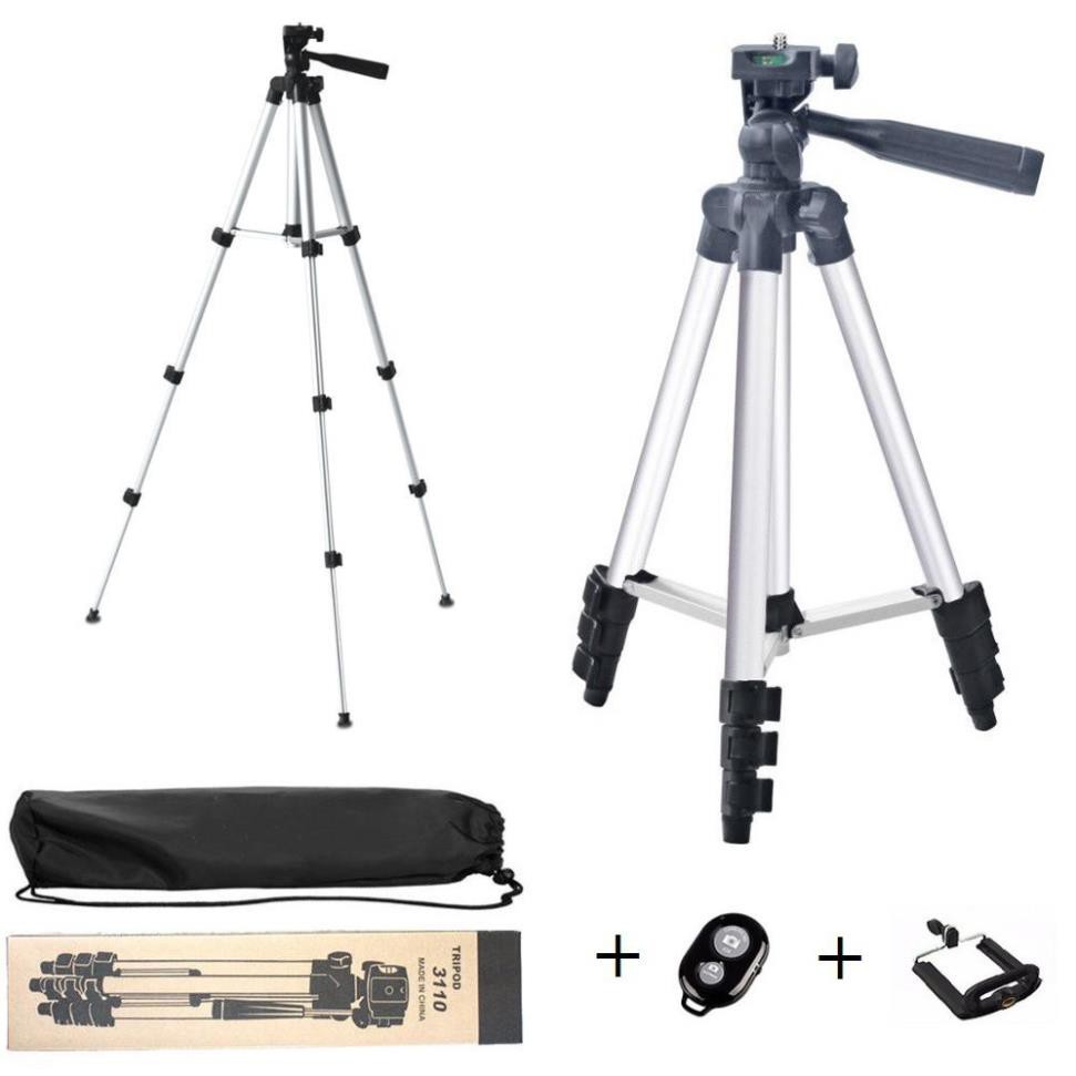 Gậy 3 Chân Chụp Ảnh Selfie Tự Sướng Tripod 3110 - TF-3120 Khung Nhôm Chắc Chắn (Kèm Remote Shutter Và Đèn Trợ Sáng)