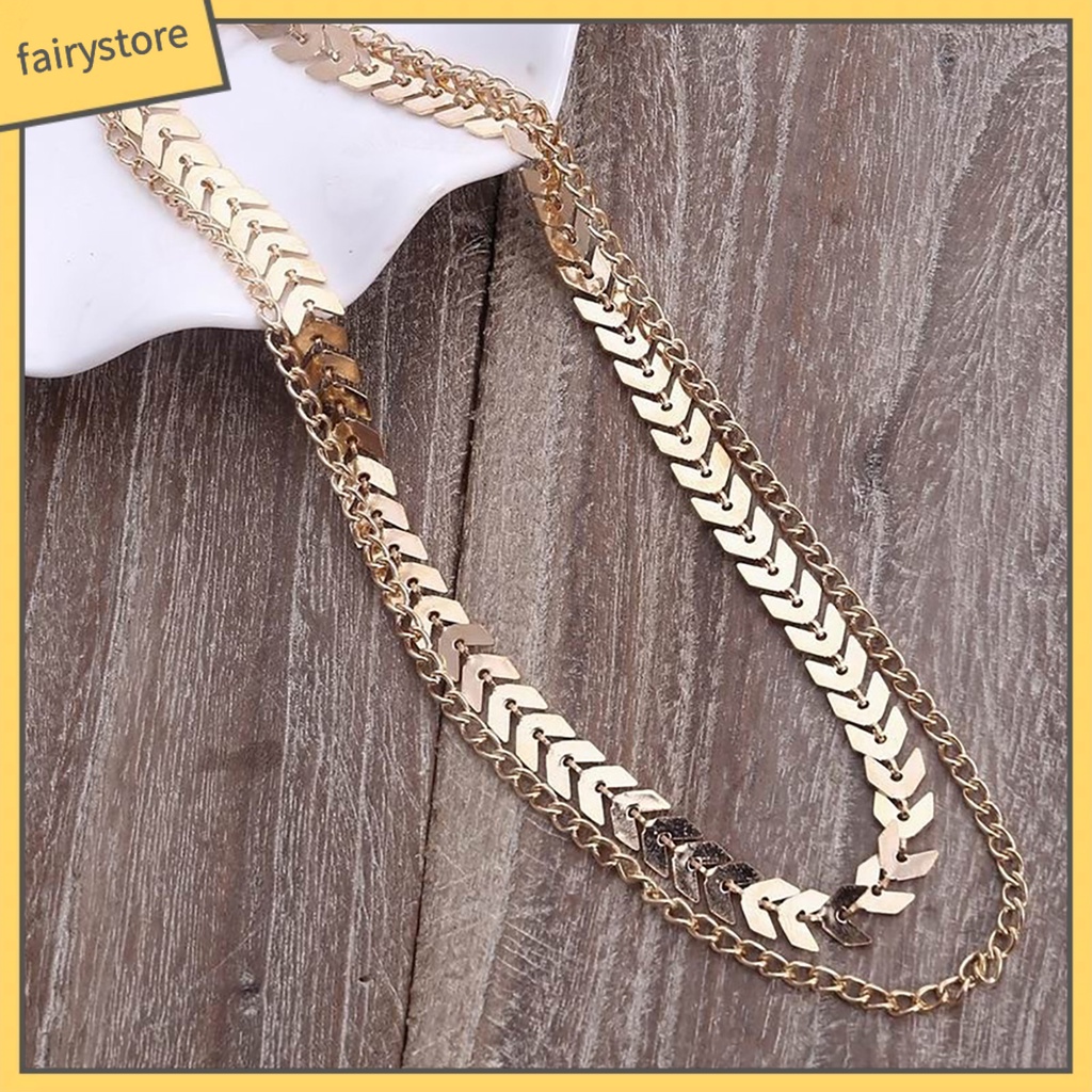 Vòng cổ choker hai lớp thiết kế dây kiểu xương cá phong cách sang trọng cho nữ