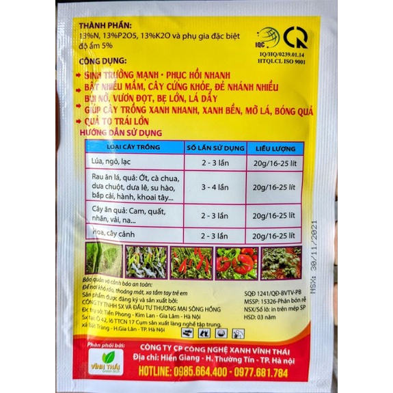 Phân bón lá Siêu tốc 20g, tươi đẹp như mơ, hiệu quả bất ngờ