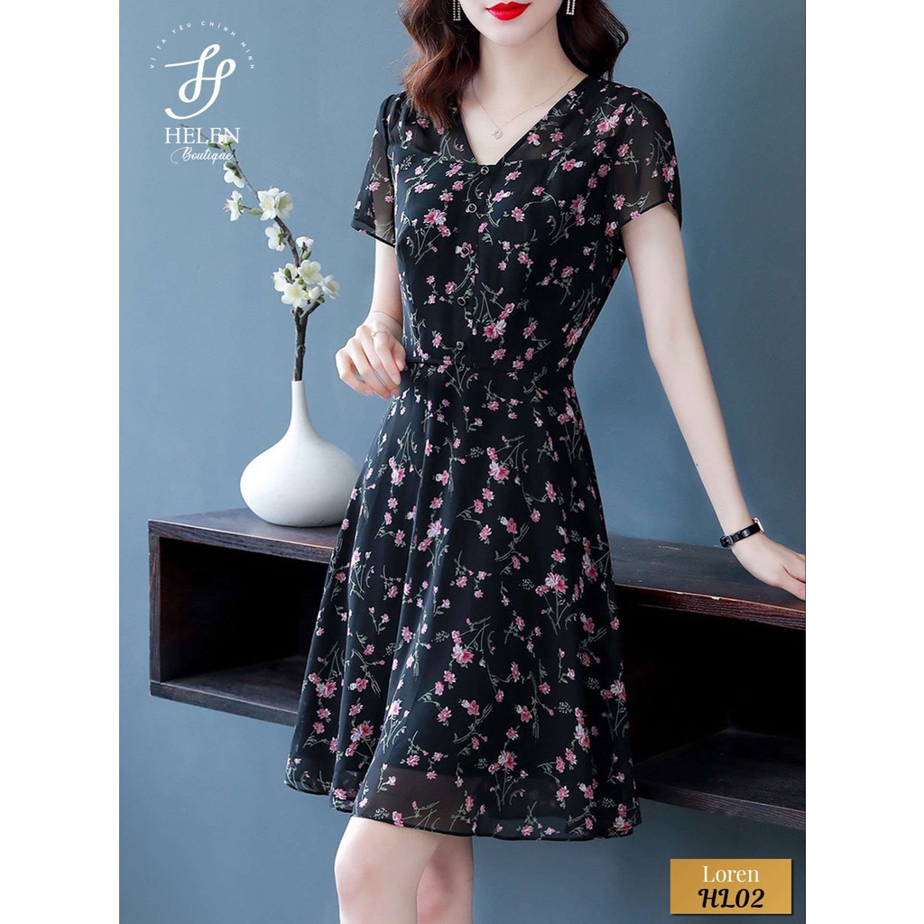 Đầm ngắn dáng xòe họa tiết hoa nhí xinh xắn trẻ trung - Loren Dress - Helen Boutique