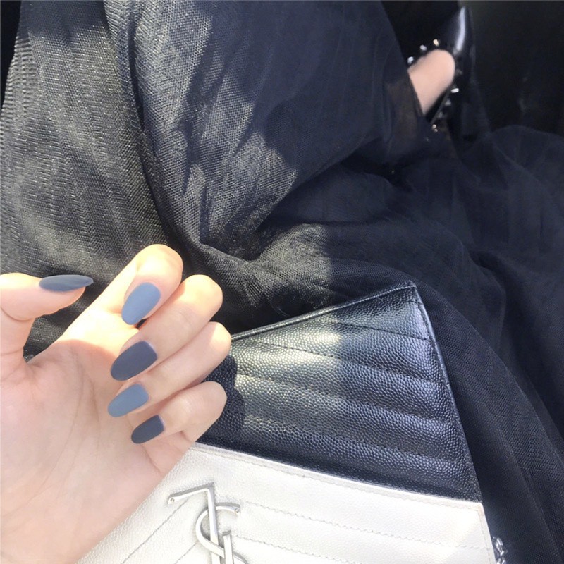 Set 24 móng tay giả phối màu khuôn bầu tròn sơn nhám lì siêu đẹp