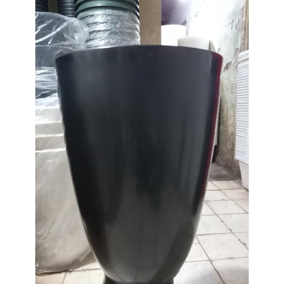 Chậu nhựa Bom đen/trắng giả sứ cao cấp siêu bền xịn_Chậu bầu đứng dáng cao nhiều size