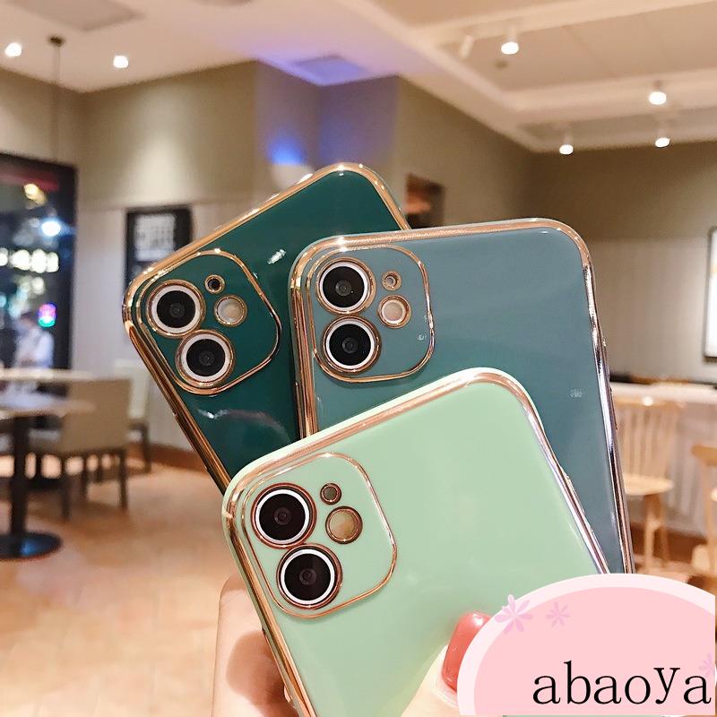 Ốp lưng iphone viền vuông Mạ Vàng iphone 12 Pro Max Mini SE 2020 11 Pro Max XS XR 8 7 6 6s Plus