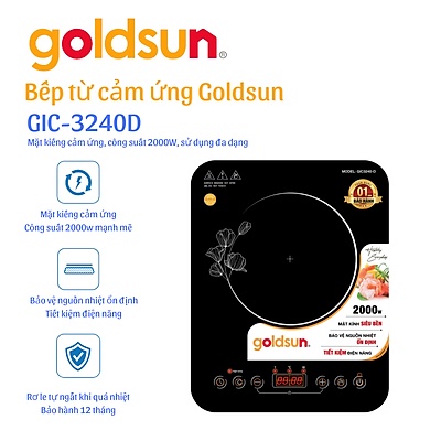 Bếp điện từ đơn Goldsun GIC3240-D - TẶNG KÈM NÔI LẨU - Hàng chính hãng, mặt kính siêu bền